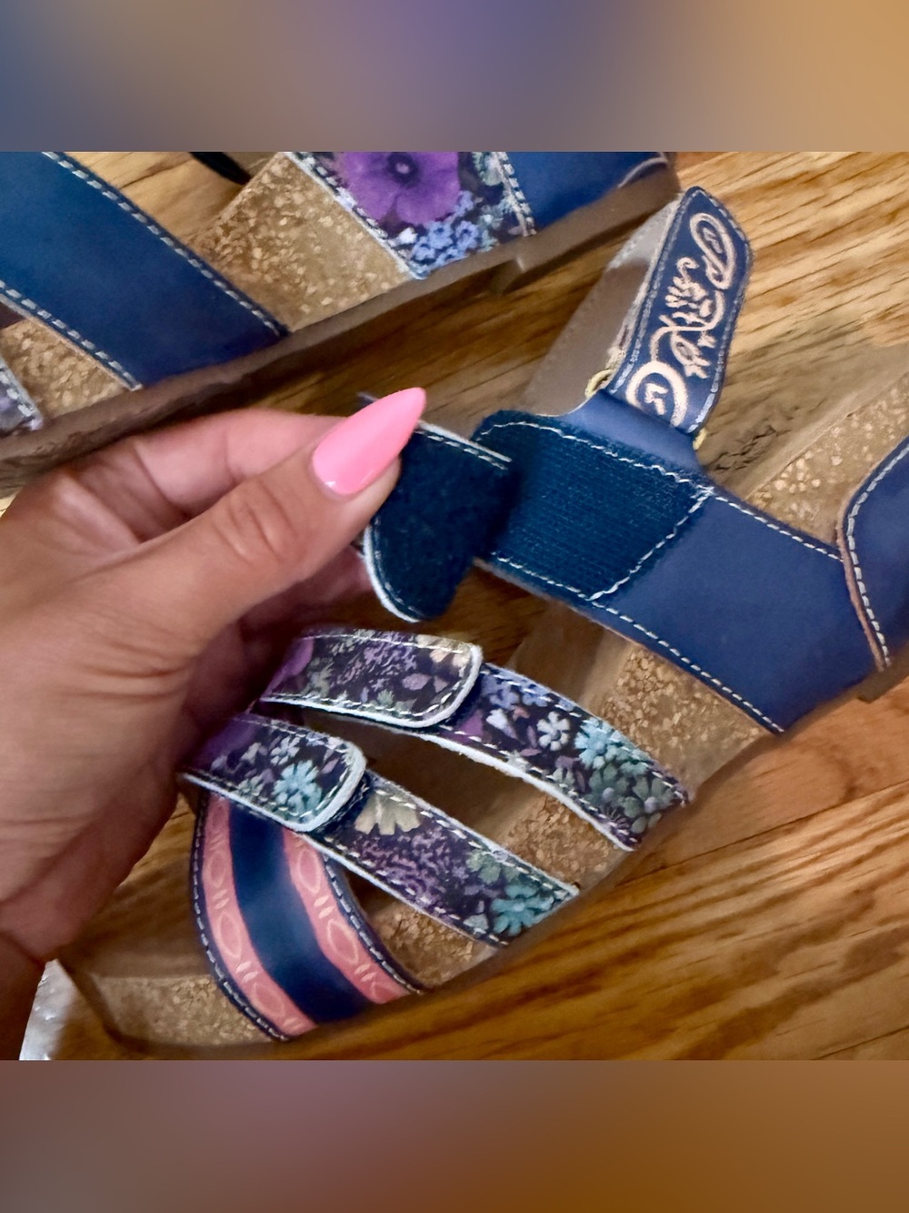 L’Artiste Spring Step Rolzah Floral Wedge Sandals Navy Multi 6.5-7 NWT - Picture 8 of 12
